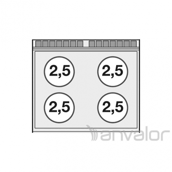 TŰZHELY, elektromos, 4 zónás, üvegkerámia, statikus sütővel, GN2/1