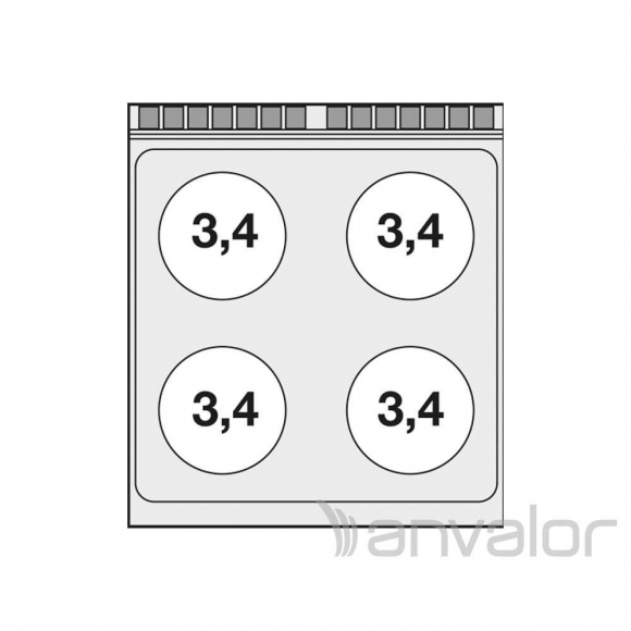 TŰZHELY, elektromos, 4 zónás, üvegkerámia, statikus sütővel, GN2/1, 20,3 kW