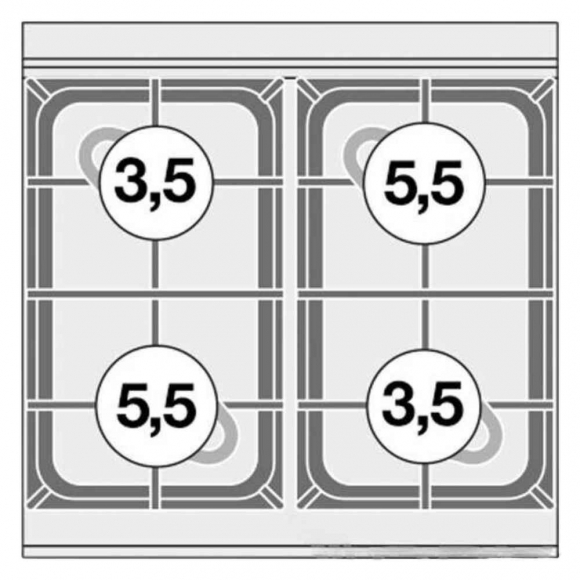 TŰZHELY, gázüzemű, 4 égőfejjel, elektromos multifunkciós sütővel, GN1/1