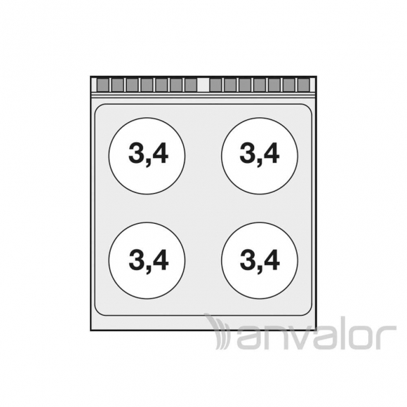 TŰZHELY, elektromos, 4 zónás, üvegkerámia, légkeveréses sütővel, GN1/1, 18,9 kW