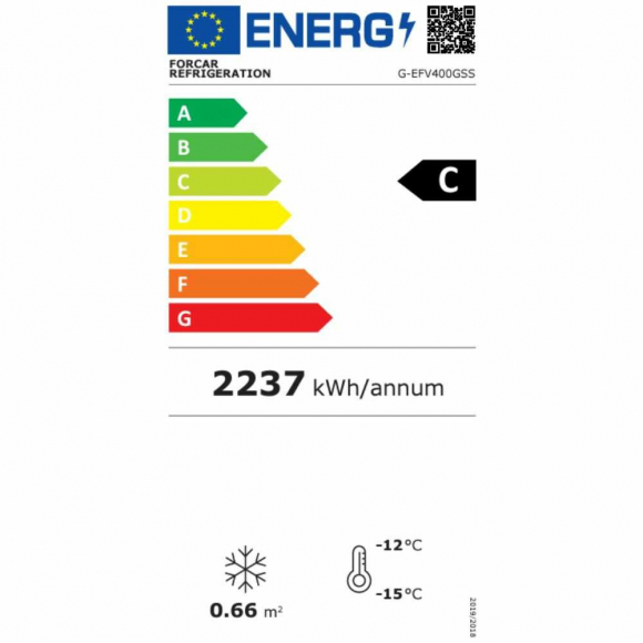 MÉLYHŰTŐSZEKRÉNY, 400 literes, ventilációs, üvegajtóval, rozsdamentes