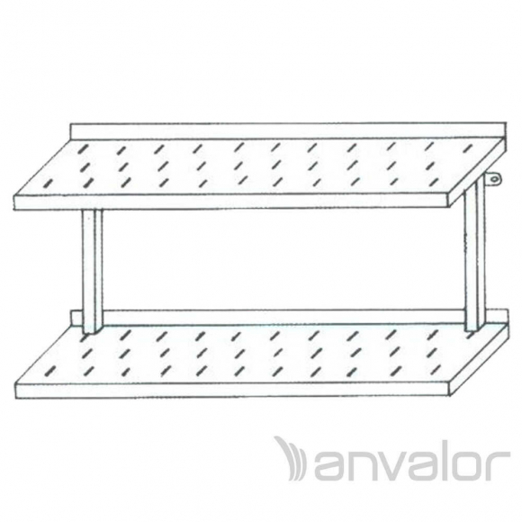 FALI POLC, 2 szintes, perforált,  1200x300 mm