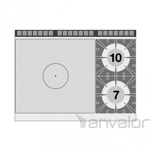 TŰZHELY, gázüzemű, 1 zónás francia lappal, 2 égőfejjel, gázüzemű statikus sütővel, tárolóval, 37,5kW