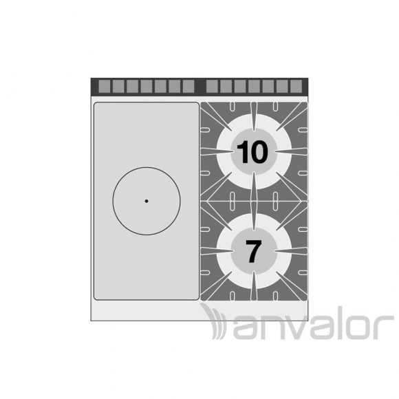 TŰZHELY, gázüzemű, 1 zónás francia lappal, 2 égőfejjel, elektromos statikus sütővel, 30,7 kW