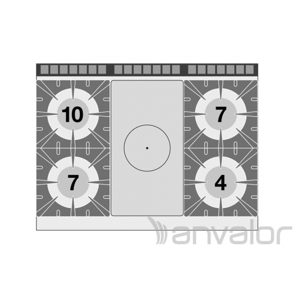 TŰZHELY, gázüzemű, 1 zónás francia lappal, 4 égőfejjel, elektromos statikus sütővel, 44,2 kW